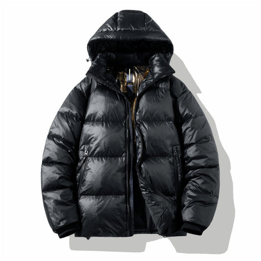Chaqueta Corta Acolchada Brillante con Plumón de Pato