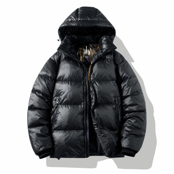 Chaqueta Corta Acolchada Brillante con Plumón de Pato