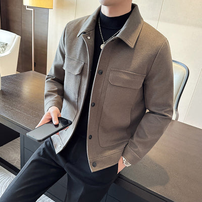 Blazer de Lana Corto para Hombre con Solapa Slim Fit Invierno - Image 3