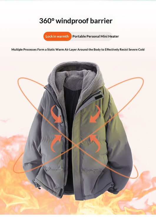 Chaqueta de Invierno Hombre Acolchada Suelta con Diseño Falsa Dos Piezas - Image 23