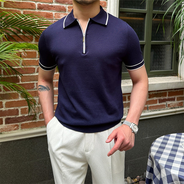 Camisa Casual de Punto con Solapa Transpirable para Hombre
