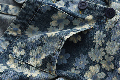 Chaqueta Denim Estampada Mujer Manga Murciélago Suelta - Image 17