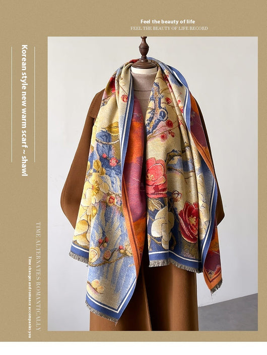 Bufanda Gruesa de Invierno con Diseño Jacquard Tipo Cashmere - Image 49