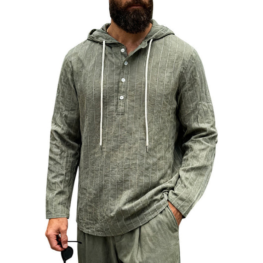 Camisa Hoodie Suelta Casual de Manga Larga para Hombre - Image 11