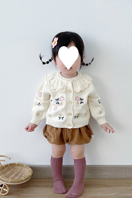 Cardigan Infantil de Punto con Cuello Bordado de Loto - Abrigo Cálido de Manga Larga - Image 20