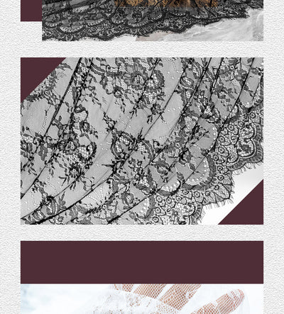 Conjunto de Encaje con Pestaña y Tela de Encaje en Negro y Blanco - Image 9