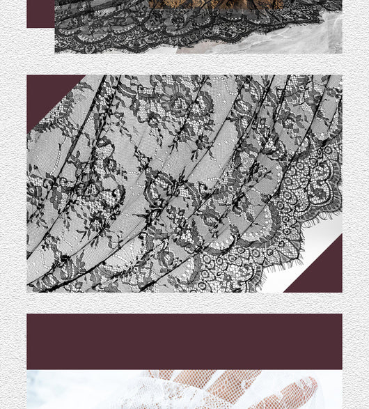 Conjunto de Encaje con Pestaña y Tela de Encaje en Negro y Blanco - Image 9