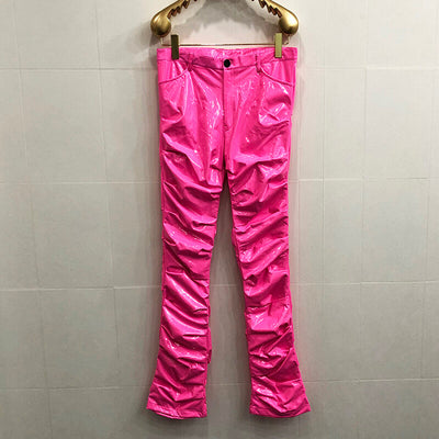 Pantalones de Cuero Plisados Acampanados Mirror Fit para Hombre y Mujer - Image 5