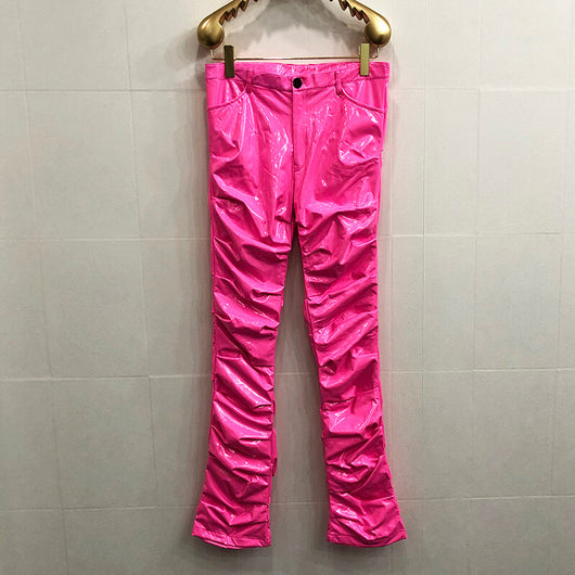Pantalones de Cuero Plisados Acampanados Mirror Fit para Hombre y Mujer - Image 5