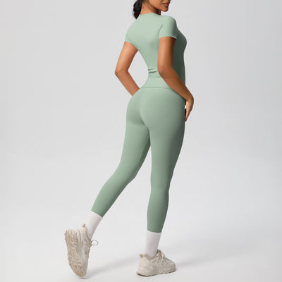Conjunto Deportivo Mujer: Playera y Pantalón Yoga Cintura Alta - Image 32