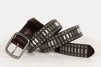 Cinturón Hip-Hop Pagoda Retro con Remaches de Cuero Genuino Unisex - Image 9
