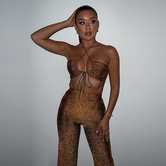 Conjunto Elegante: Chaleco Calado y Pantalón Recto Ajustado para Mujer - Image 9