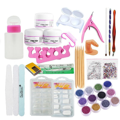 Kit Completo de Uñas de Cristal - Polvo Transparente y Blanco para Extensiones - Image 4