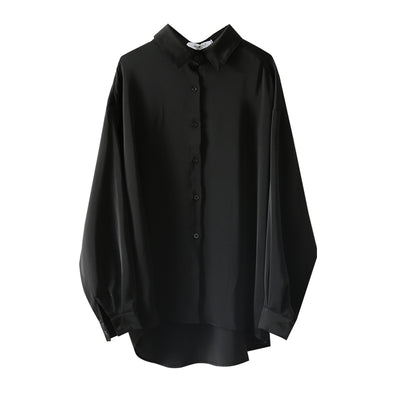 Blusa Suelta de Manga Larga Color Sólido con Drapeado Elegante - Image 8