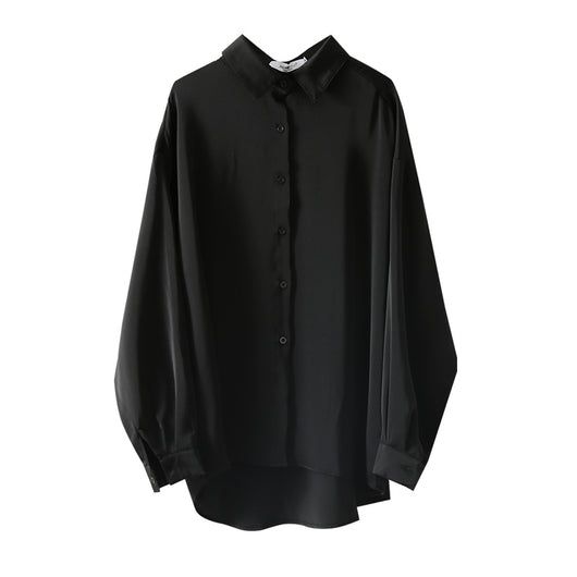 Blusa Suelta de Manga Larga Color Sólido con Drapeado Elegante - Image 8