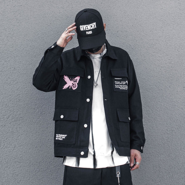 Chaqueta Denim Hip Hop Estampada para Jóvenes