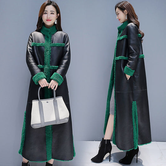 Abrigo Patchwork de Cuero y Piel de Cabra para Mujer