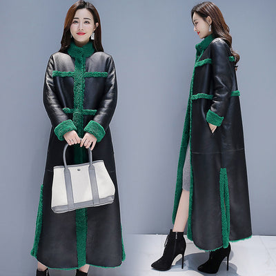 Abrigo Patchwork de Cuero y Piel de Cabra para Mujer