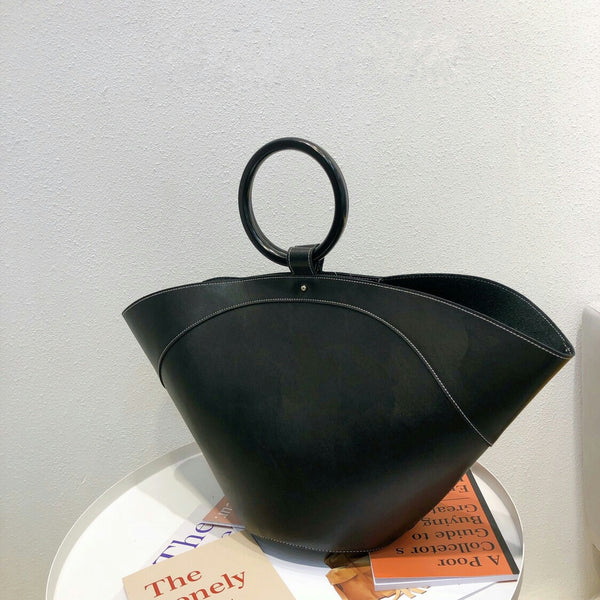 Bolso Tote de Madera con Diseño de Abanico - Gran Capacidad