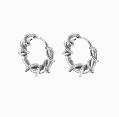 Aretes de Plata Esterlina S925 con Diseño de Espinas Retorcidas - Estilo Hip Hop Masculino - Image 11