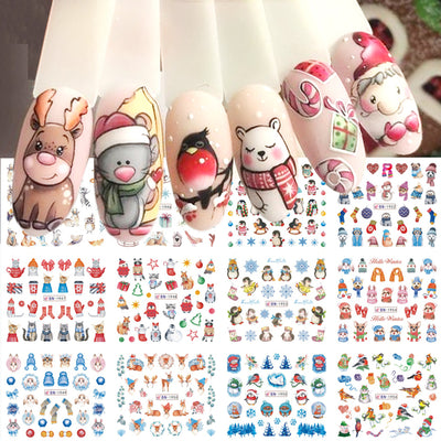 12 Pegatinas Navideñas para Uñas con Diseños de Animales Tiernos y Pluma Incluida - Image 10
