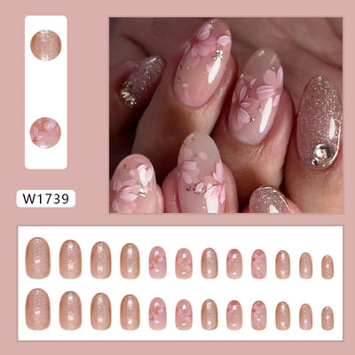 Esmalte de Uñas Ovaladas Cortas con Diseño Floral - Image 7