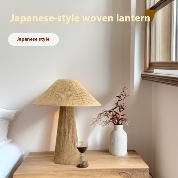 Lámpara de Mesa Tejida en Bambú Estilo Japonés