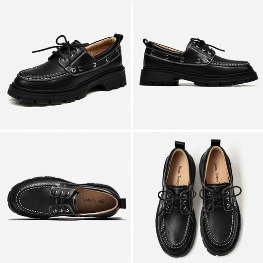 Baletas Plataforma de Cuero Suave Estilo Británico para Mujer - Image 16