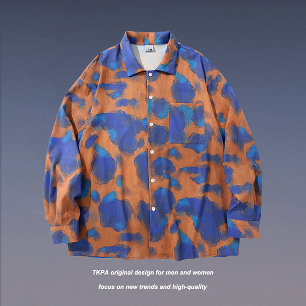 Camisa Retro Tie-dye Manga Larga para Hombre Tide Brand - Diseño Artístico