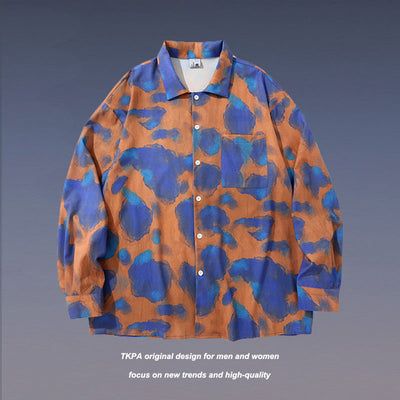 Camisa Retro Tie-dye Manga Larga para Hombre Tide Brand - Diseño Artístico - Image 2