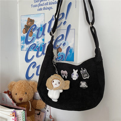 Bolsa Retro Vintage con Diseño de Dumpling - Bandolera de Pana con Asa Única - Image 15