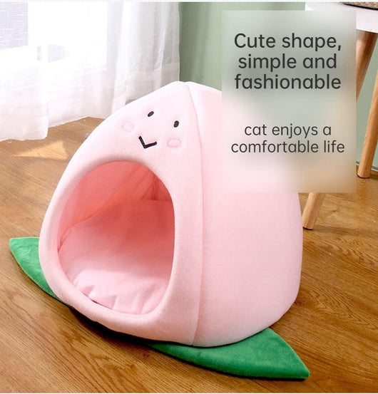 Cama Nido para Gatos Forma Durazno Manzana - Sofá Acogedor Removible para Mascotas - Image 5