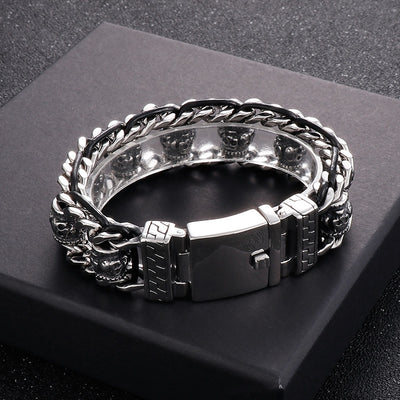 Pulsera de Acero Inoxidable Calavera Retro para Halloween - Image 9