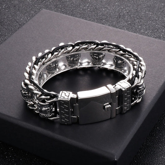 Pulsera de Acero Inoxidable Calavera Retro para Halloween - Image 9