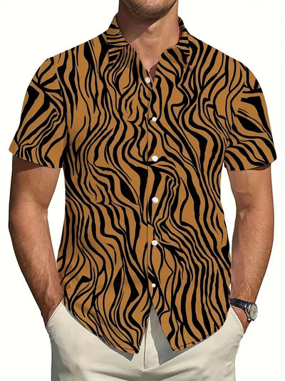Camisa Manga Corta Hombre con Estampado Geométrico Moderno - Image 15
