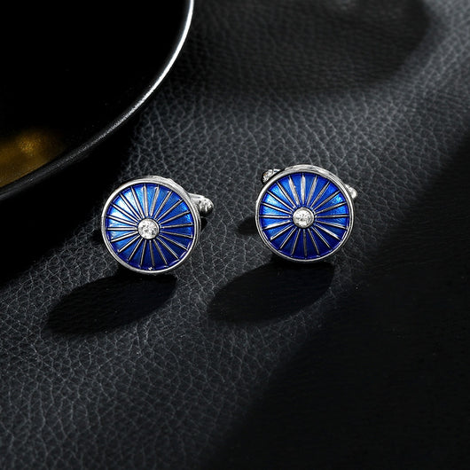 Gemelos Azules Línea Redonda Efecto Goteo para Camisas de Vestir Hombre - Image 25
