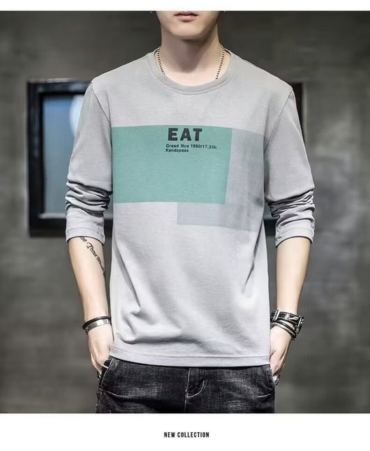 Camiseta Manga Larga Hombre Suelta Otoño Versátil - Image 19
