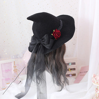 Sombrero de Bruja Gótico Lolita con Moño Rosa - Accesorio Cosplay y Fiesta - Image 4