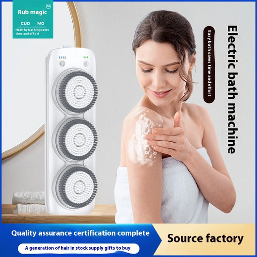 Three PBT brush head refills for an electric bath rubbing machine, packaged in a clear blister pack with a teal backing. - Image 4