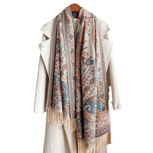 Pashmina Étnica Gruesa con Borlas - Bufanda Térmica Abrigadora - Image 5