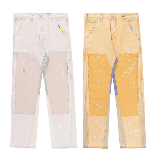 Jeans Hombre Sueltos con Salpicaduras de Pintura