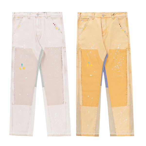 Jeans Hombre Sueltos con Salpicaduras de Pintura