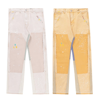 Jeans Hombre Sueltos con Salpicaduras de Pintura