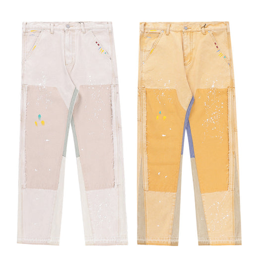 Jeans Hombre Sueltos con Salpicaduras de Pintura