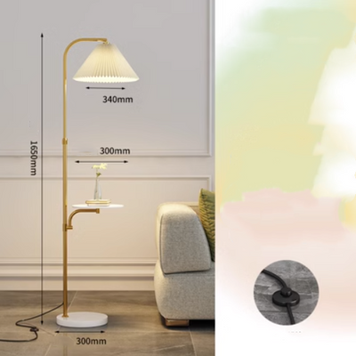 Lámpara de Pie para Sala con Pantalla Plisada y Base de Madera Maciza - Image 18