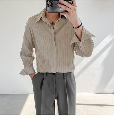 Camisa Suelta de Manga Larga para Hombre - Estilo Moderno - Image 22