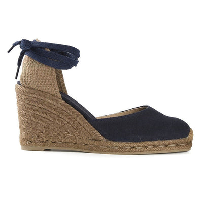 Sandalias Cuña Oxford con Tiras Cruzadas y Cordón - Image 5