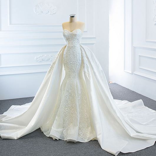 Vestido de Novia Sirena Doble Escote Strapless - Elegancia Soñadora y Silueta Estilizada - Image 7