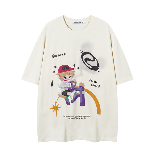 Camiseta de Algodón Estampada de Manga Corta para Hombre