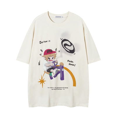 Camiseta de Algodón Estampada de Manga Corta para Hombre